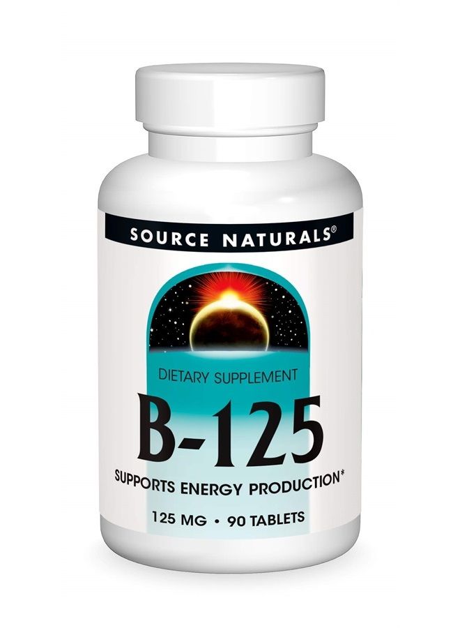 Source Naturals B-125, 125 mg B-Vitamins For Energy Production Support - 90 Tablets - Image 1