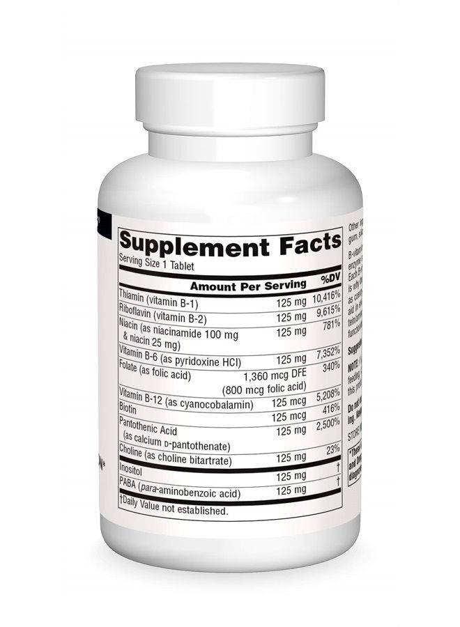 Source Naturals B-125, 125 mg B-Vitamins For Energy Production Support - 90 Tablets - Image 3