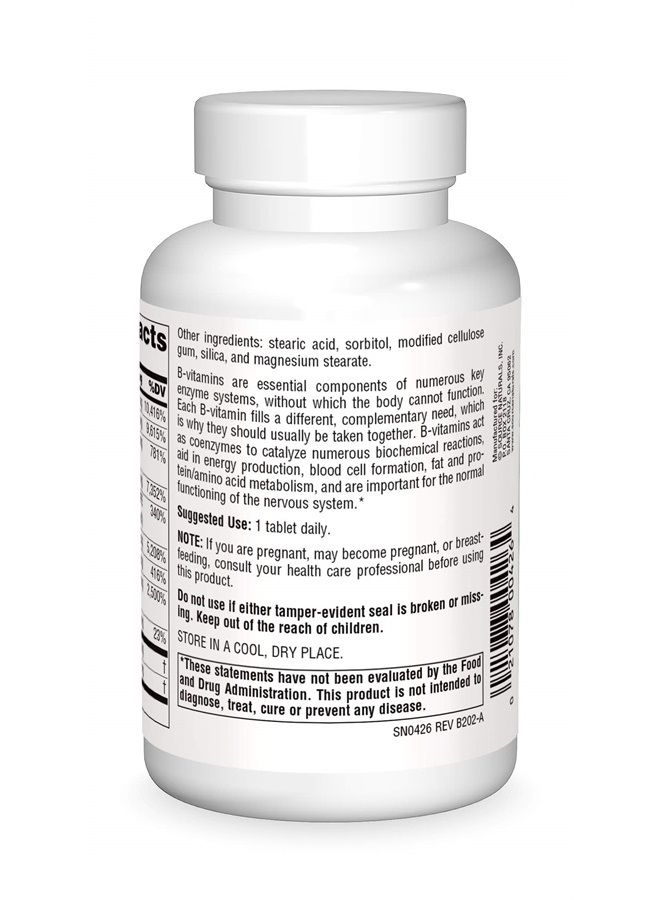 Source Naturals B-125, 125 mg B-Vitamins For Energy Production Support - 90 Tablets - Image 2