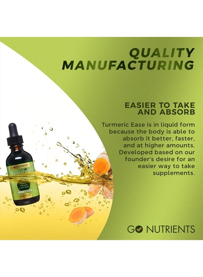 Go Nutrients Turmeric Ease - Healthy, & Easy-to-Take Liquid Turmeric Extract with Black Pepper & Ginger, Turmeric Curcumin Liquid Extract, Daily Turmeric Drops, Turmeric Liquid Extract 60 mL - Image 3