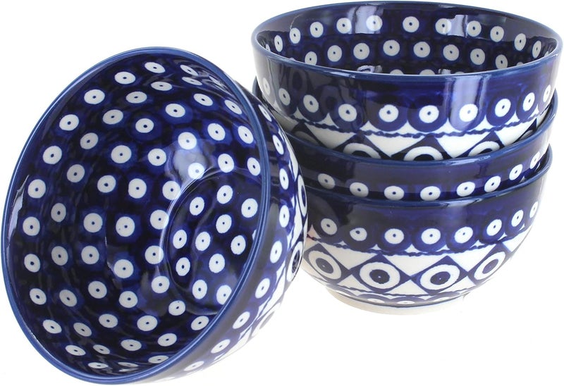 Blue Rose Pottery Blue Rose Polish Pottery Xandra 4 Piece Dessert Bowl Set  - Image 1