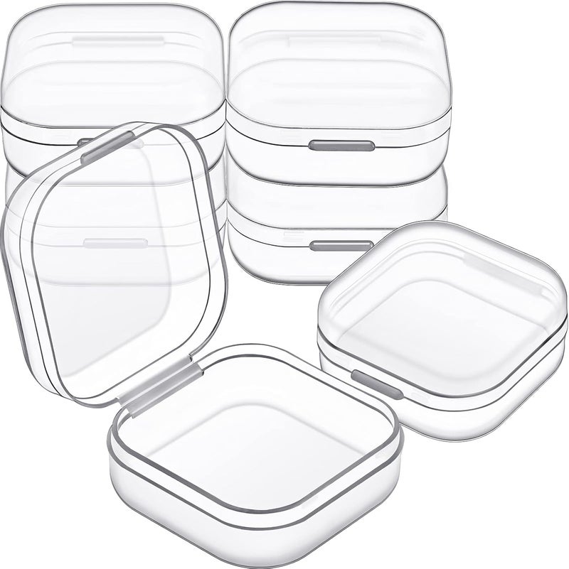Jetec 6 Pieces Mini Plastic Clear Beads Storage Containers Box for Collecting Small Items, Beads, Jewelry, Business Cards, Game Pieces, Crafts (1.4 x 1.4 x 0.7 Inch) - Image 1