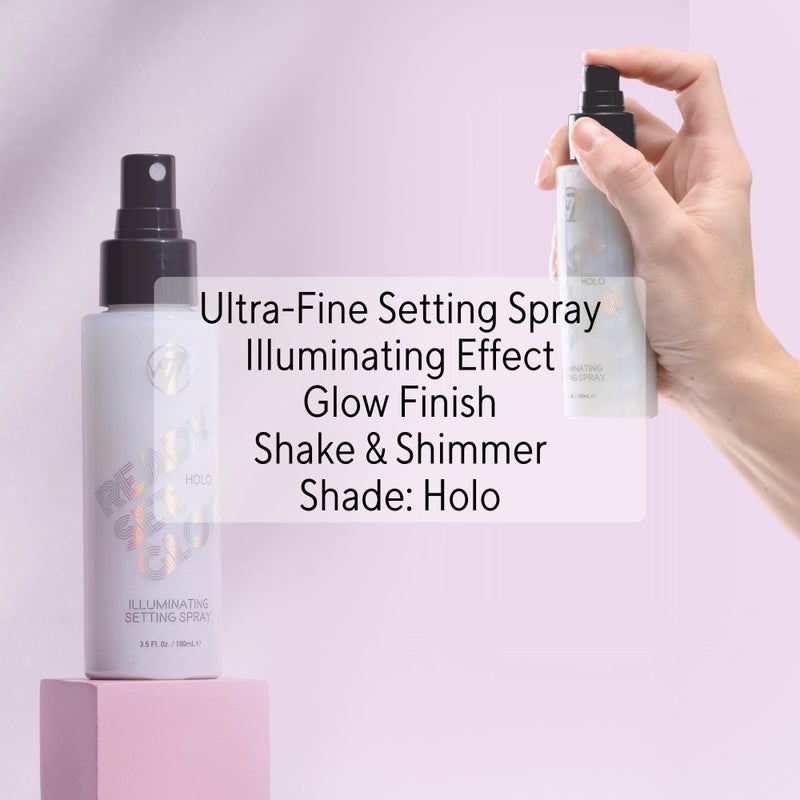 W7 Ready Set Glow Makeup Setting Spray - Shimmer Finish - Long-Lasting, Ultra-Fine Formula (Holo) - Image 5
