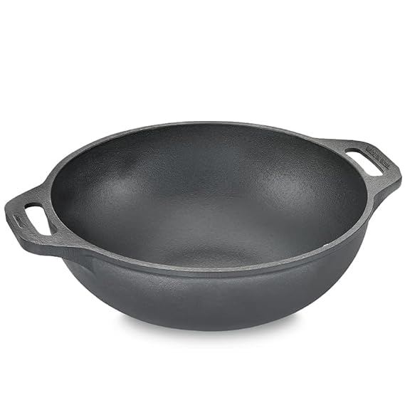 VOMI Cast Iron Kadai 26cm Even Heat DistributionScratch ResistantCompatible with Gas InductionRetains Heat for Long kadai Pans - Image 1