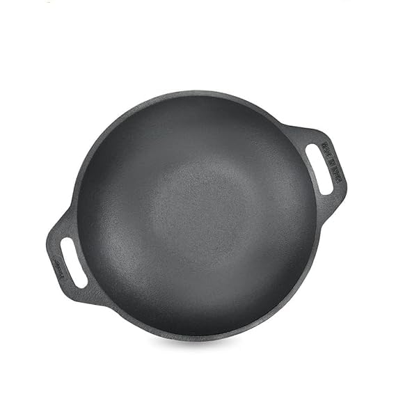 VOMI Cast Iron Kadai 26cm Even Heat DistributionScratch ResistantCompatible with Gas InductionRetains Heat for Long kadai Pans - Image 3