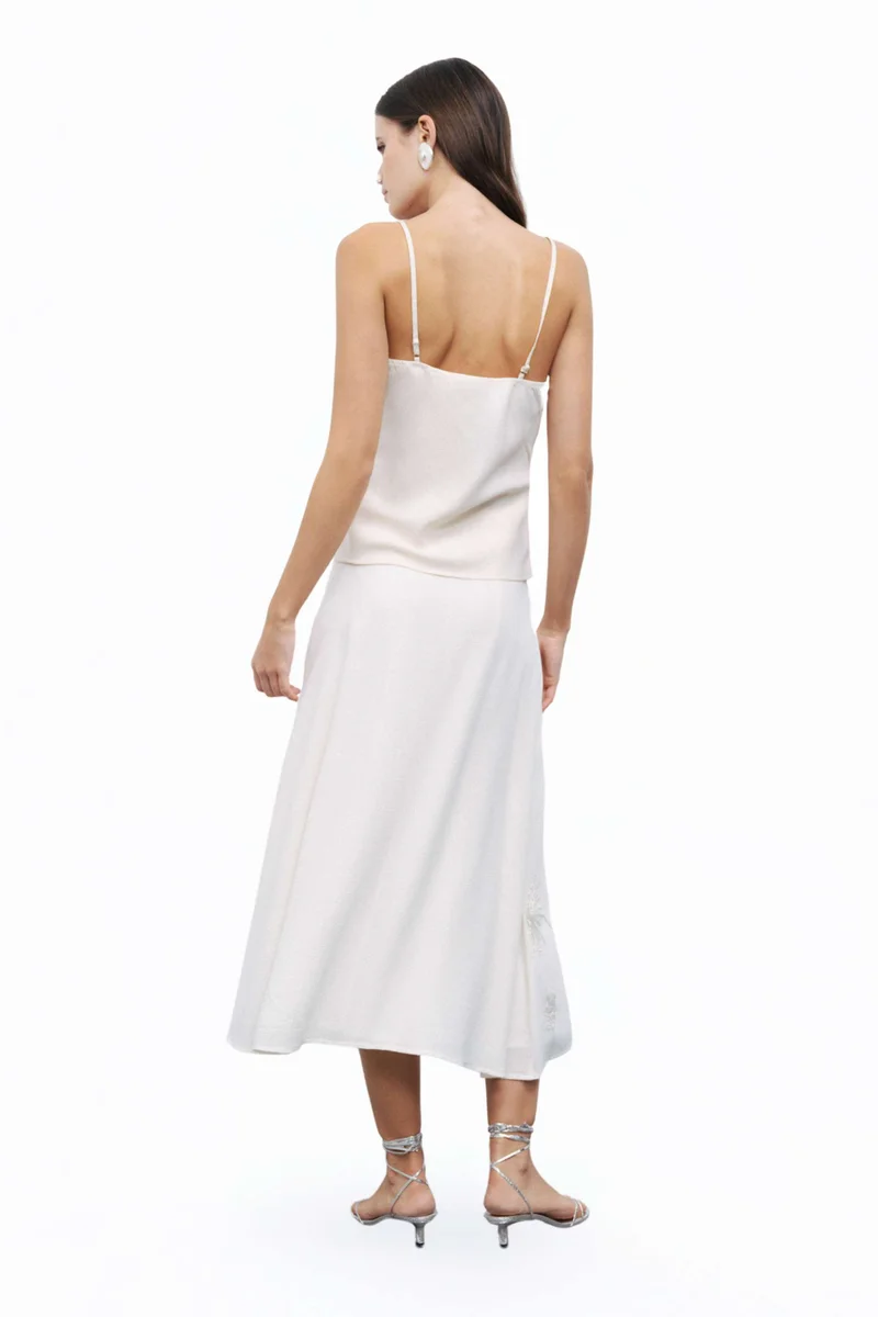 Nocturne Beaded Embroidered Midi Skirt