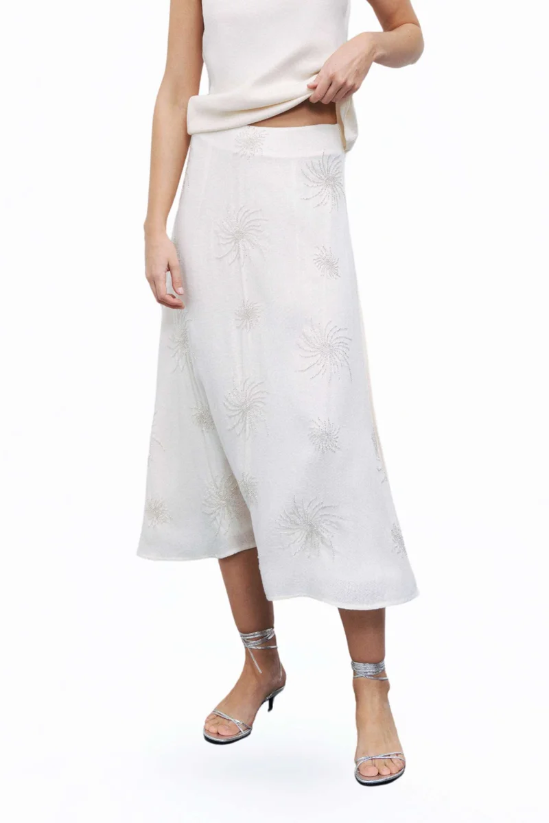 نوكتورن Beaded Embroidered Midi Skirt