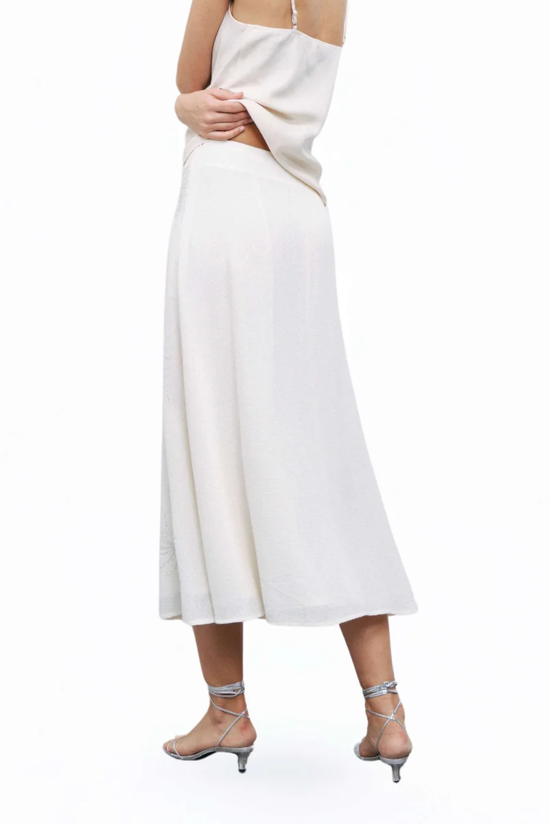 Nocturne Beaded Embroidered Midi Skirt