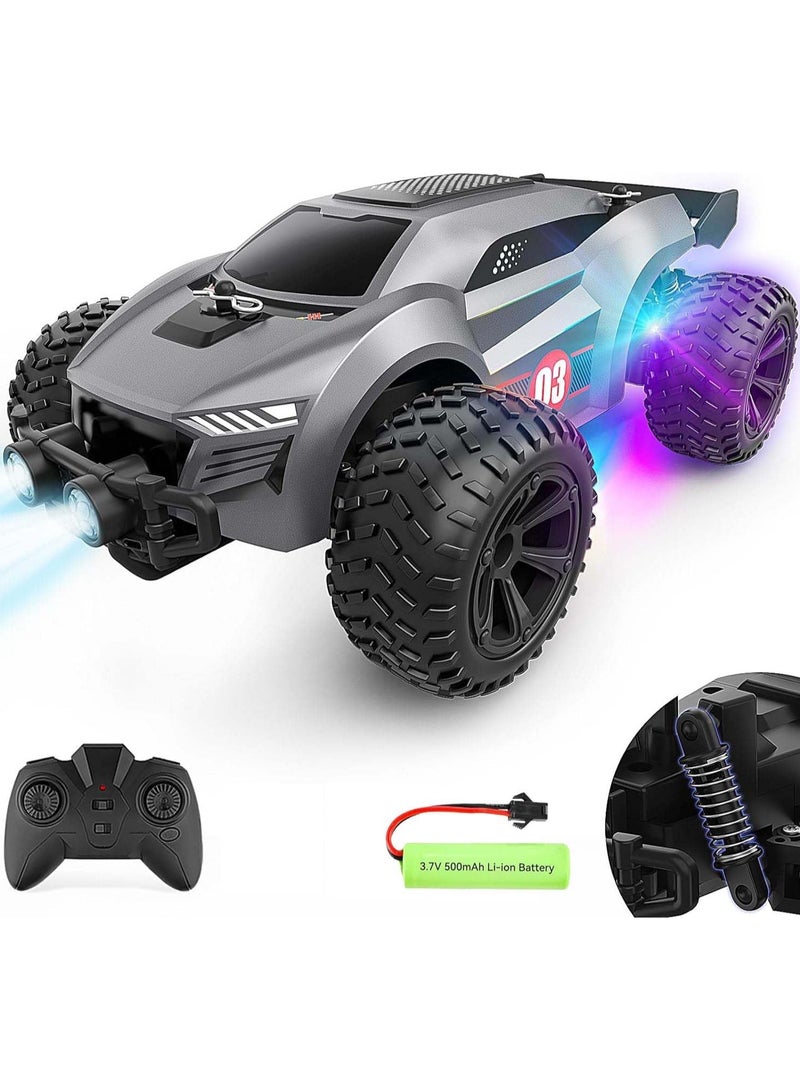 ORiTi Remote Control Car  2.4GHz High Speed Offroad Hobby Rc Racing Car with Colorful Led Lights and Rechargeable Battery Electric Toy Car Gift for 3 4 5 6 7 8 Year Old Boys Girls Kids