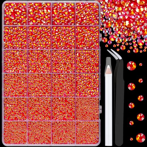 TINKRSTUFF 25000Pcs Resin Jelly Rhinestones for Crafting, Red AB 2-6mm Mixed Sizes Non Hotfix Flatback Gems, Bedazzling Crystal for DIY Crafts Clothing Tumblers Mugs Shoes Fabric Nail Art - Image 1