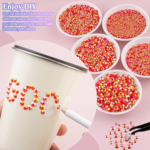 TINKRSTUFF 25000Pcs Resin Jelly Rhinestones for Crafting, Red AB 2-6mm Mixed Sizes Non Hotfix Flatback Gems, Bedazzling Crystal for DIY Crafts Clothing Tumblers Mugs Shoes Fabric Nail Art - Image 3