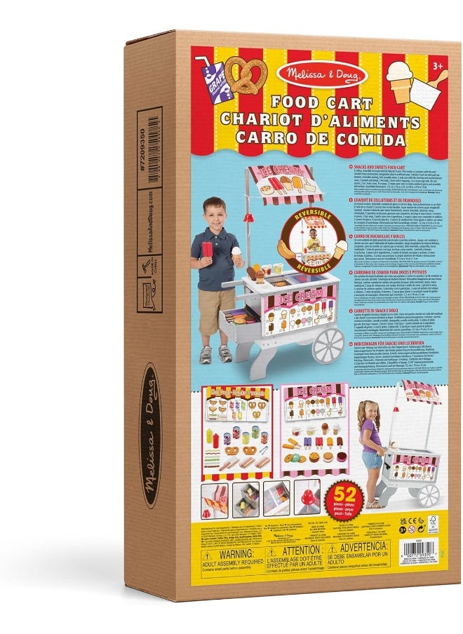 Melissa & Doug عربة الطعام الخشبية للوجبات الخفيفة والحلويات - الأصلية (أطقم اللعب والمطابخ، 40+ قطعة طعام لعب، هدية رائعة من عمر 3 سنوات وما فوق)  - Image 3