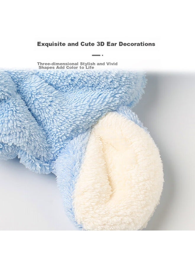 9i9 Baby Hair Drying Cap, Infant Hair Drying Towel, Coral Fleece, Strong Water Absorption, Hair Wiping, A35 Pink Cute Rabbit - Image 3
