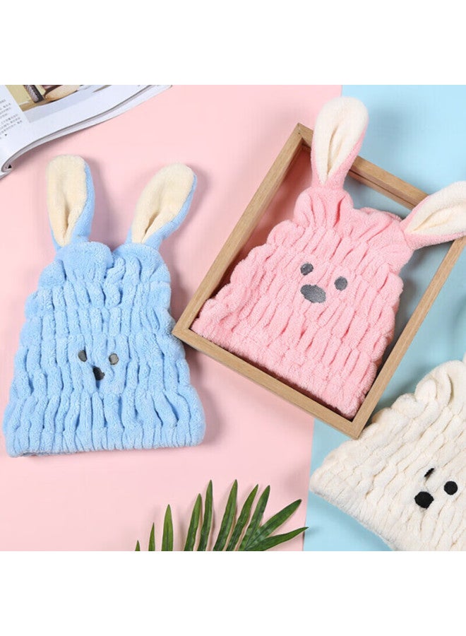 9i9 Baby Hair Drying Cap, Infant Hair Drying Towel, Coral Fleece, Strong Water Absorption, Hair Wiping, A35 Pink Cute Rabbit - Image 4
