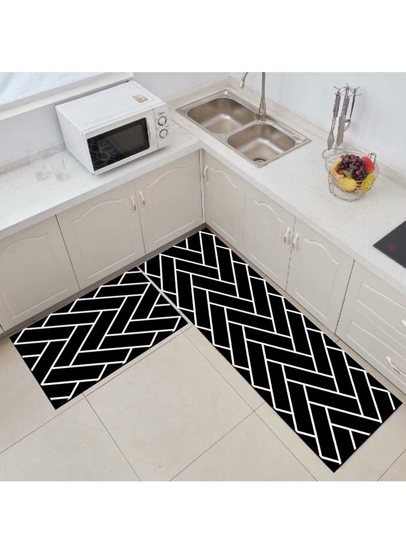 FASHION HOME Set of 2 Kitchen Mats Floor Rug Home Decor Accessories Non Skid Washable  - Image 1