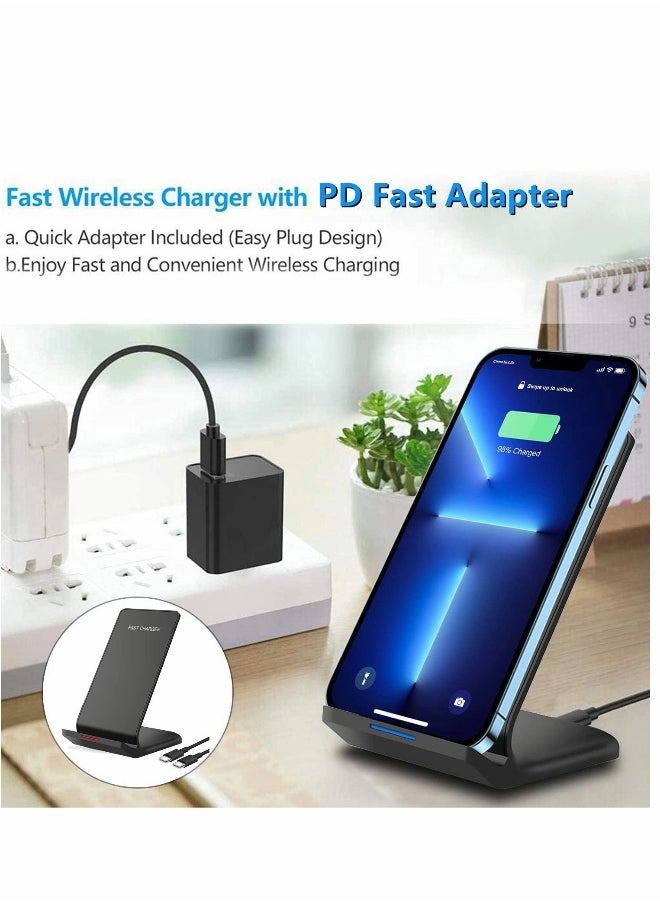 Generic Fast Wireless Charger, 10W Max PowerWave Stand Upgraded, Qi-Certified, Charging iPhone SE, 11, 11 Pro, Pro Max, XR, Xs XS, X, 8, 8 Plus, Galaxy S20 S10 S9, Note 10 9 (No AC Adapter)  - Image 2