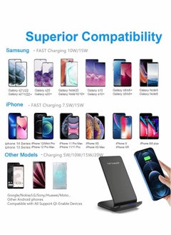 Generic Fast Wireless Charger, 10W Max PowerWave Stand Upgraded, Qi-Certified, Charging iPhone SE, 11, 11 Pro, Pro Max, XR, Xs XS, X, 8, 8 Plus, Galaxy S20 S10 S9, Note 10 9 (No AC Adapter)  - Image 3