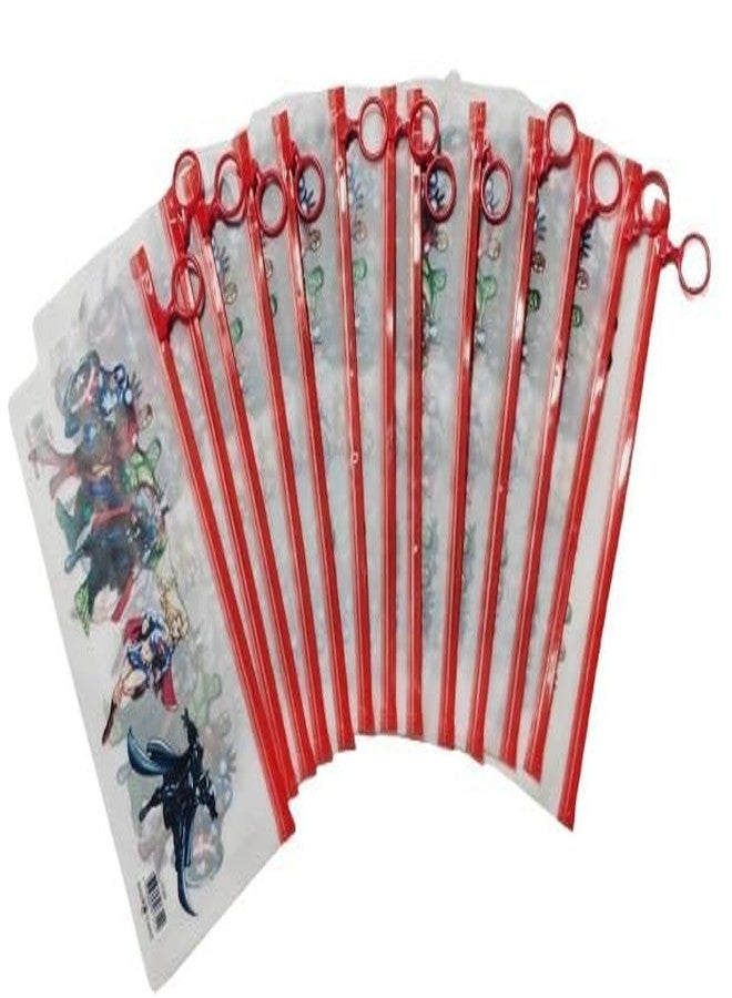 ZOKCY (Pack of 6 Pcs Transparent Red Color Pouch with Chain for School Kids/Waterproof Plastic Stationery Organiser/Zipper Pouch Zipper Pouch/Pouch Case for School Office Travel Storage Pens - Image 4