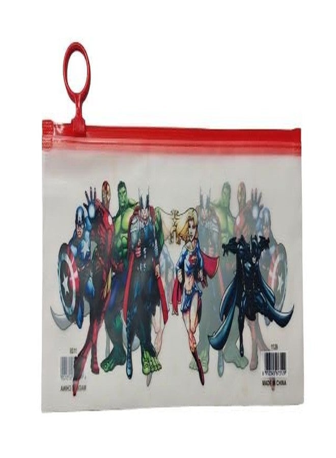 ZOKCY (Pack of 6 Pcs Transparent Red Color Pouch with Chain for School Kids/Waterproof Plastic Stationery Organiser/Zipper Pouch Zipper Pouch/Pouch Case for School Office Travel Storage Pens - Image 3