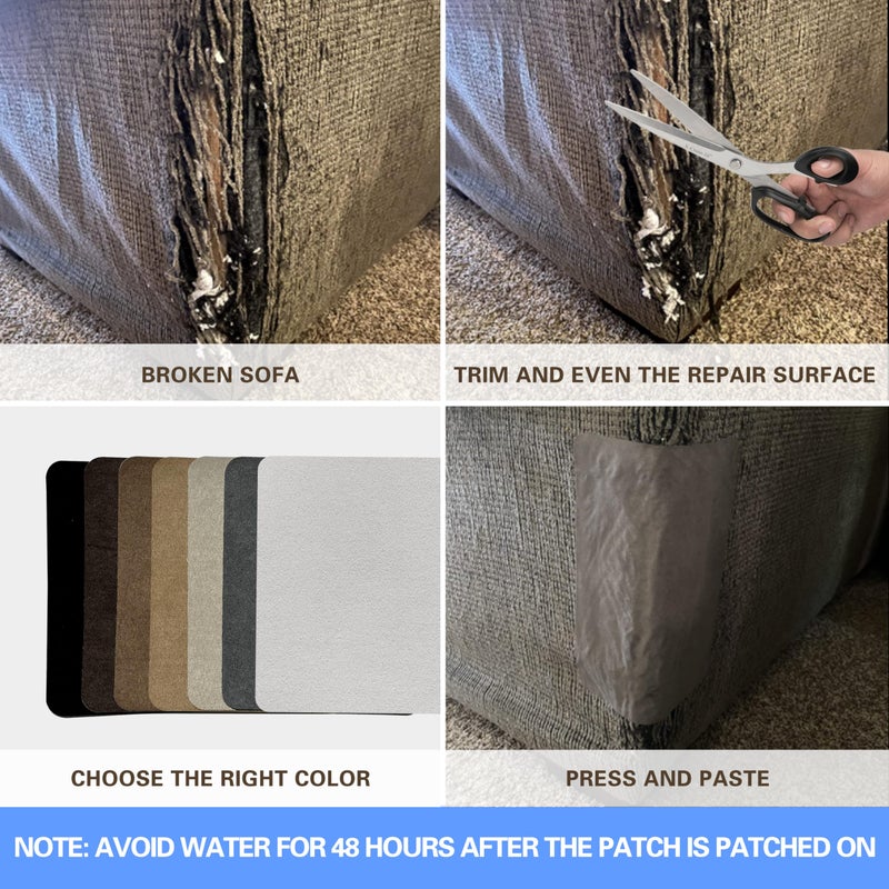 Azobur Repair Patch, 6 Piece Microfiber Patches, Self Adhesive Fabric Sofa Patch Repair Fabric, Luxurious Look, Quick Fix Sofa.(Khaki) - Image 5