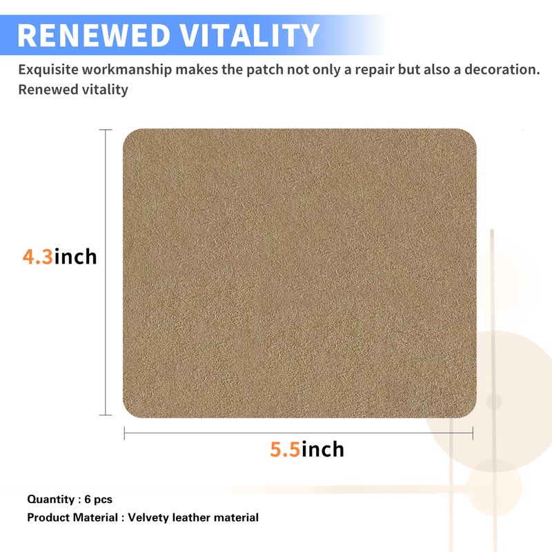 Azobur Repair Patch, 6 Piece Microfiber Patches, Self Adhesive Fabric Sofa Patch Repair Fabric, Luxurious Look, Quick Fix Sofa.(Khaki) - Image 2