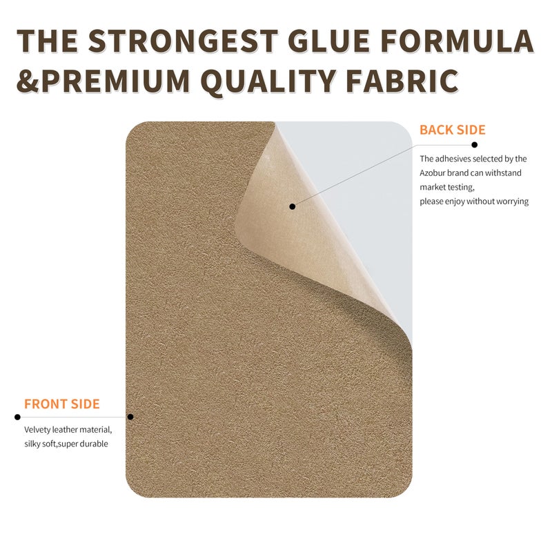 Azobur Repair Patch, 6 Piece Microfiber Patches, Self Adhesive Fabric Sofa Patch Repair Fabric, Luxurious Look, Quick Fix Sofa.(Khaki) - Image 3