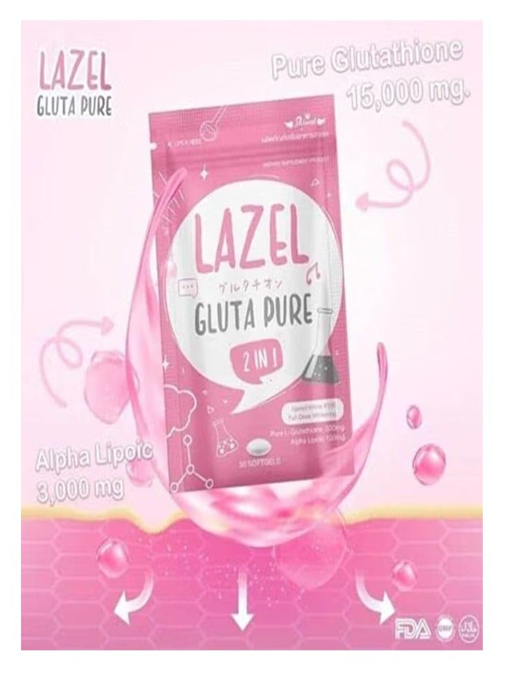 ليزيل كبسولات لازيل جلوتا بيور سكين ويلنس الناعمة - تركيبة ٢ في ١ مع إل-جلوتاثيون | دعم مضاد للأكسدة لبشرة صحية المظهر - Image 2