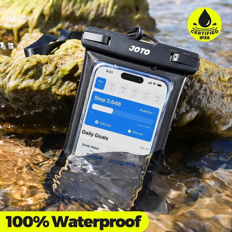 JOTO 2 Pack Waterproof Phone Pouch Case Up to 7", IPX8 Underwater Phone Case Cellphone Dry Bag for iPhone 17/Air 16 15 14 13 12 Pro Max Xs Max XR X 8 7 6S Plus SE/Galaxy S24 S23 S22 S21 -Black - Image 4