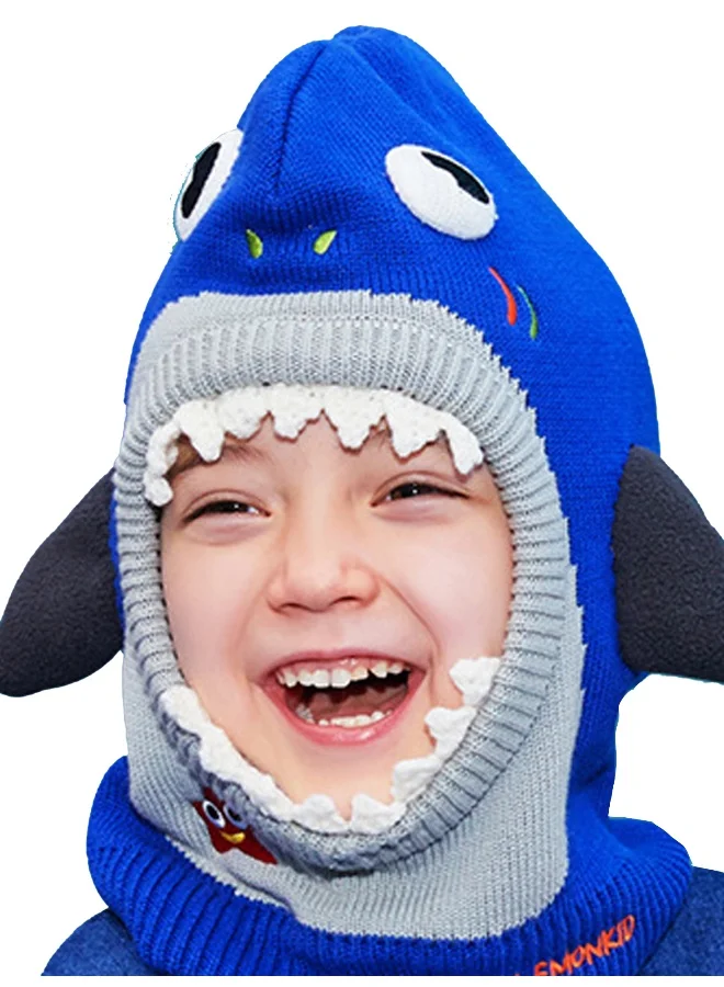 LITTLE SURPRISE BOX Knitted Starfish Shark  theme Winter Cap covering  Neck Ears and Head for Minus degree Temperature5 yrs and above