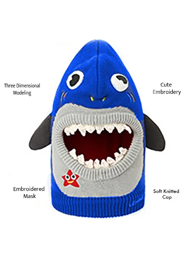 LITTLE SURPRISE BOX Knitted Starfish Shark  theme Winter Cap covering  Neck Ears and Head for Minus degree Temperature5 yrs and above
