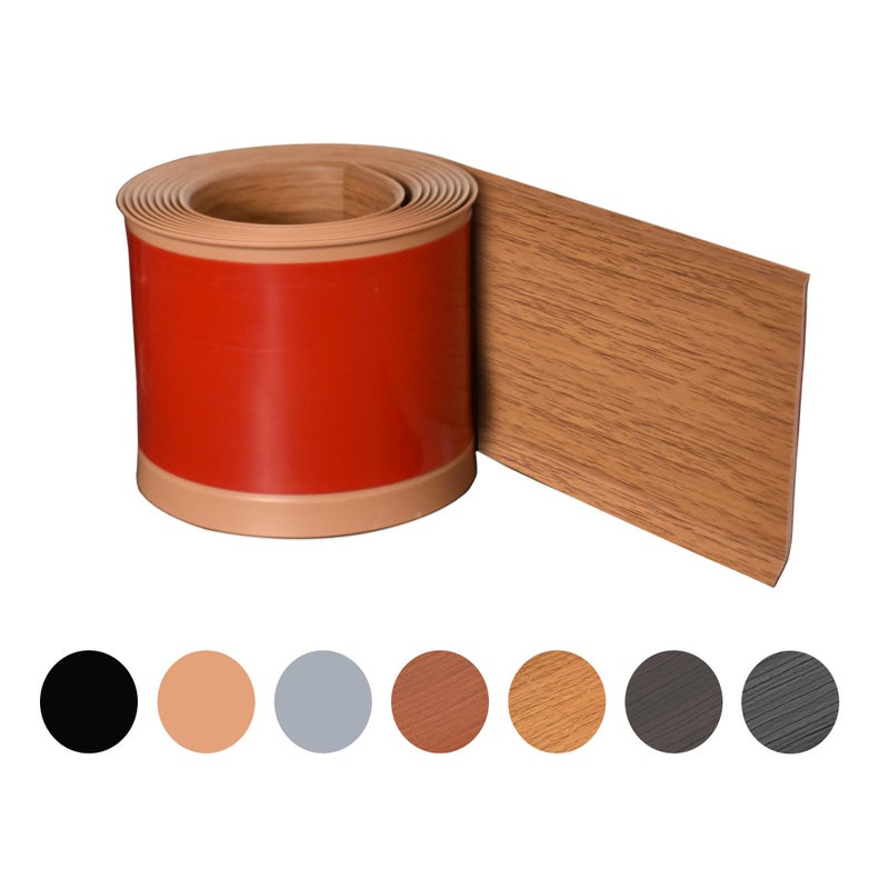 ROUIXSEN Oak Yellow Wall Molding Trim 3 Inch x 20 Feet, Bendable Waterproof Wall Baseboard Molding Trim Flexible Self Adhesive Rubber Wall Base Moulding Trim Peel and Stick Design Home Decoration Skirting Line - Image 1