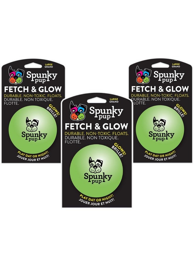 Spunky pup (3 Pack) Fetch And Glow Ball  Large [Colors Vary] - Image 1
