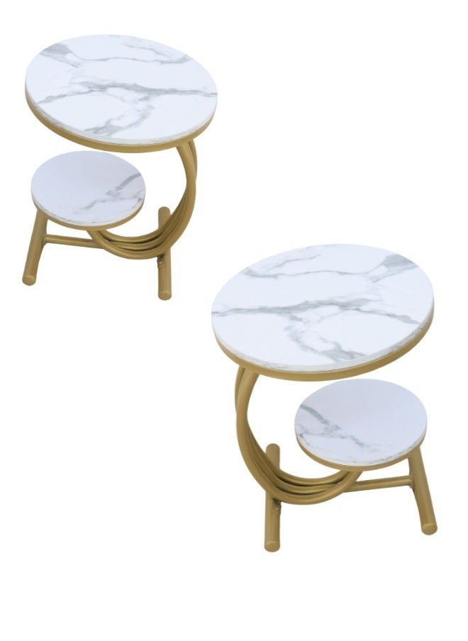 SMART HOME Two-tier coffee and tea table, side service table for serving coffee and tea, suitable for the living room, office and bedroom  - Image 4