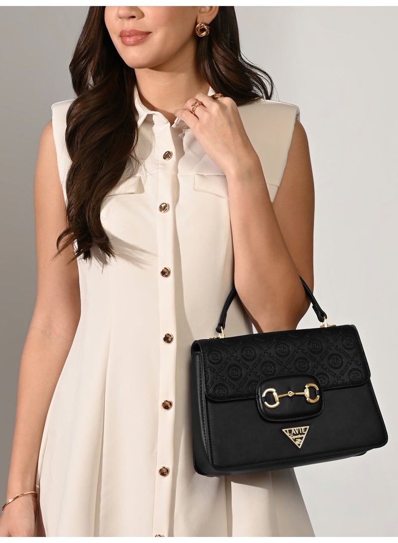 Lavie Signature Women's Sedona 3C Flap Satchel (Black) - Image 2