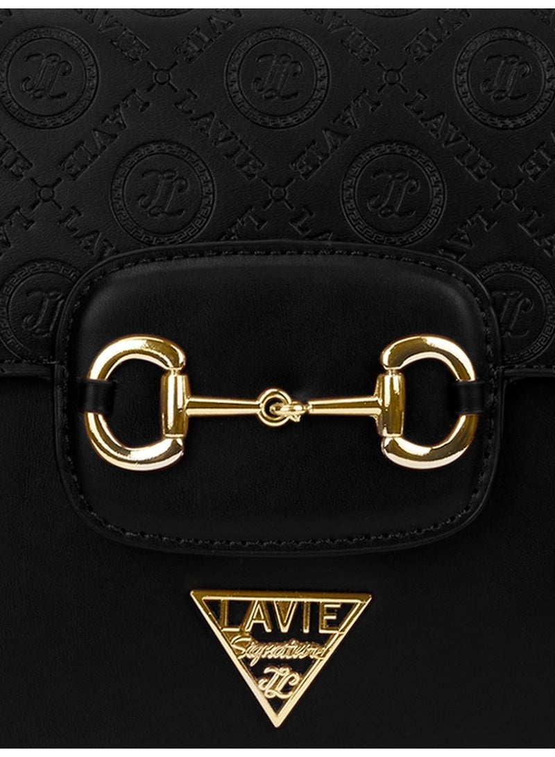 Lavie Signature Women's Sedona 3C Flap Satchel (Black) - Image 3