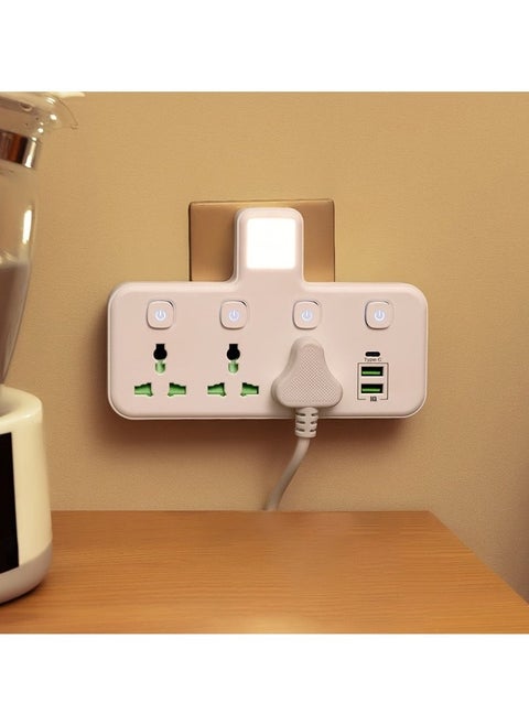 British Standard Plug Wall-mounted Independent Switch Power Socket With 3 Sockets, 2 USB Ports, And 1 Type C