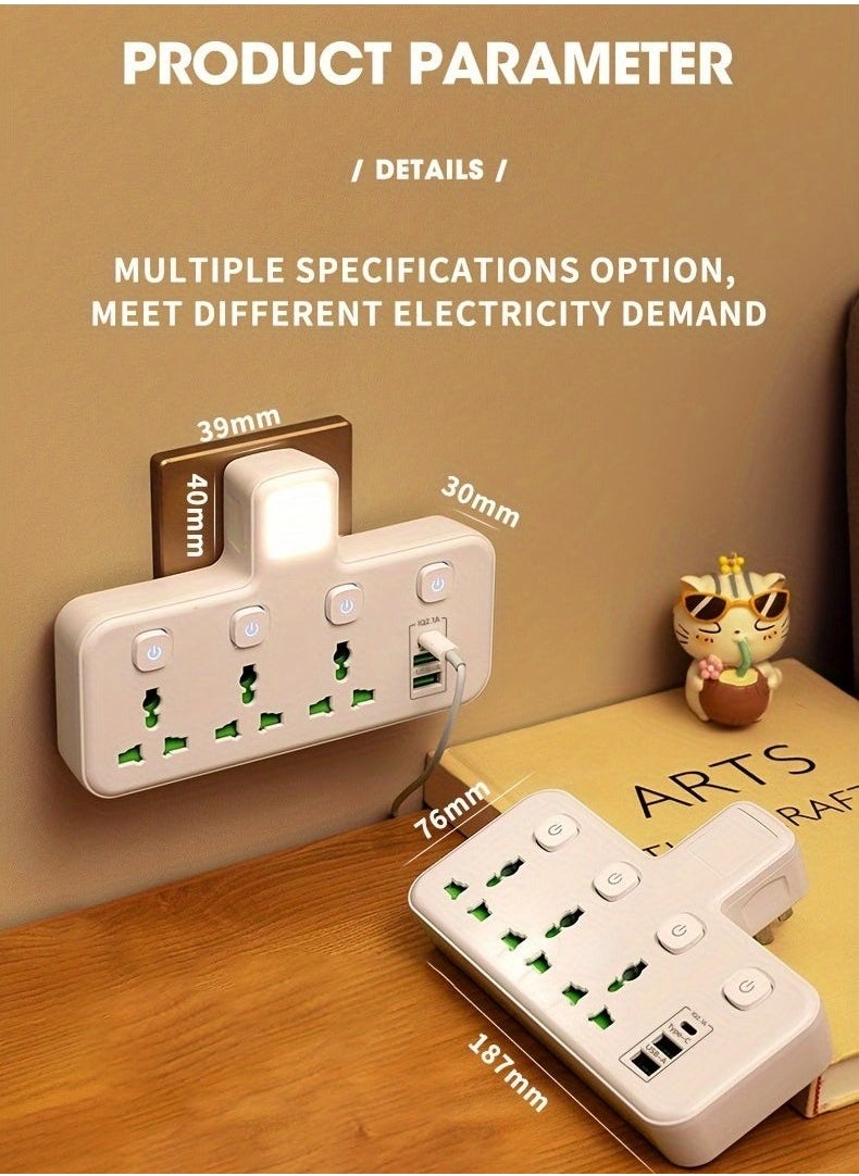 Generic British Standard Plug Wall-mounted Independent Switch Power Socket With 3 Sockets, 2 USB Ports, And 1 Type C  - Image 4