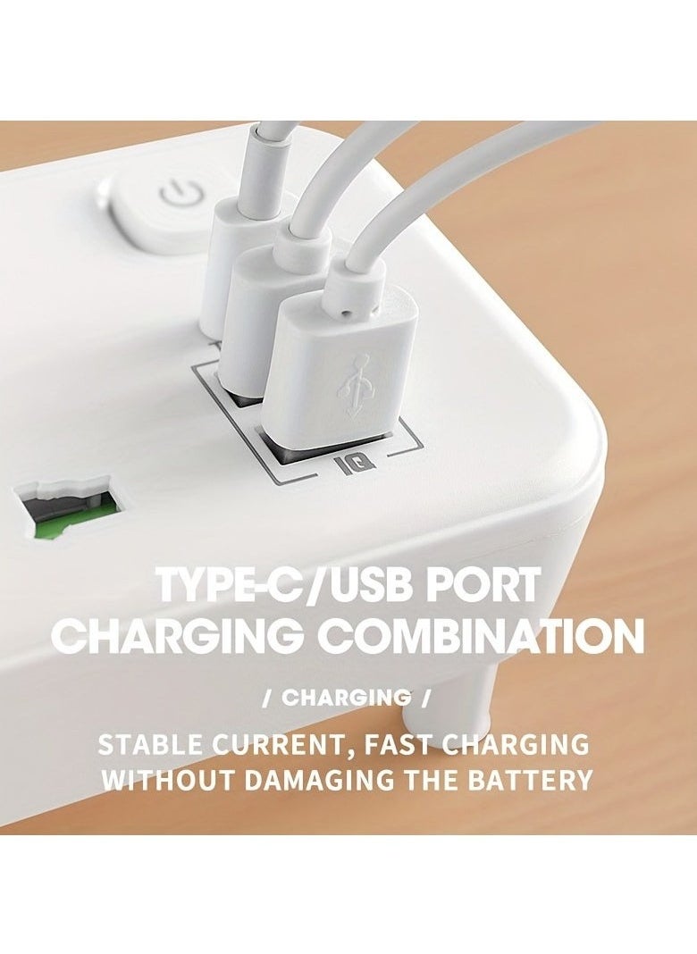 Generic - British Standard Plug Wall-mounted Independent Switch Power Socket With 3 Sockets, 2 USB Ports, And 1 Type C - Image 1