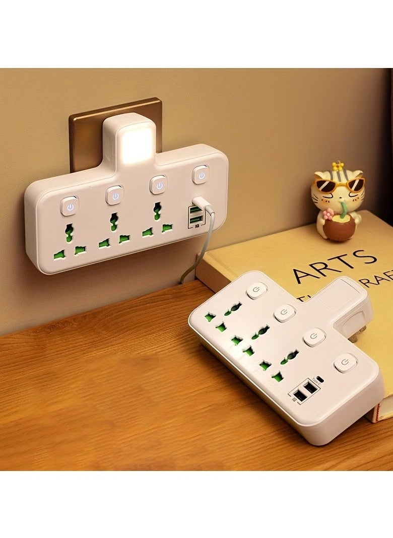 Generic - British Standard Plug Wall-mounted Independent Switch Power Socket With 3 Sockets, 2 USB Ports, And 1 Type C - Image 1
