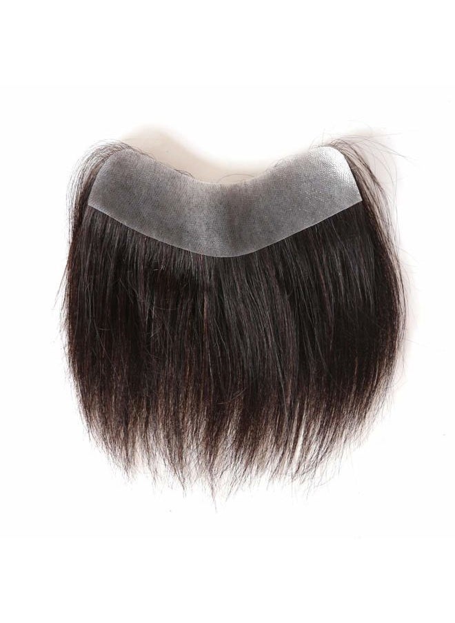 ZigZag Hair - Mens Hairline Toupee 1.5x7inch V-Shape Toupee for Men Real Human Hair Soft Thin Skin Mens Hairpieces Hair Replacement System (1.5x7inch, 1B) - Image 1