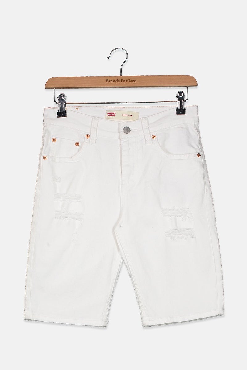 Levi's شورت جينز أبيض قصير للأطفال الأولاد 511 بقصة ضيقة غير أساسية - Image 1