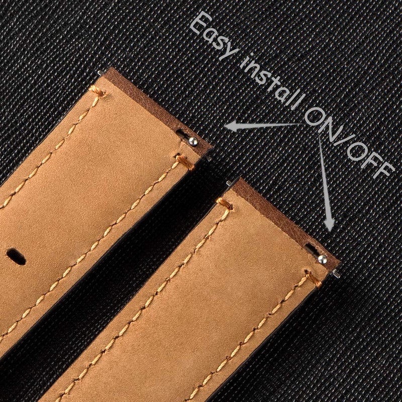 Snowoxen Galaxy Watch 3 45mm Bands 2 Pack, Compatible with Samsung Band, Width 22mm Leather, for Men Women Quick Release Smart Straps Unisex Size(Black+Brown) - Image 5
