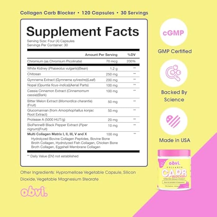 Obvi Guilt-Free Carb Blocker | Supports Fitness Goals | Carb Absorption Blocker with White Kidney Bean Extract | 120 Capsules, 30 Servings - Image 2
