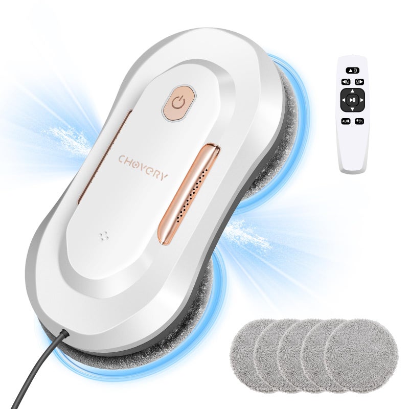 CHOVERY CL3 Window Cleaner Robot with Dual Water Spray Automatic Window Cleaning Washer Robot with Remote Control 3000Pa Suction Glass Cleaning Cleaner for Vertical SurfaceGlassDoor