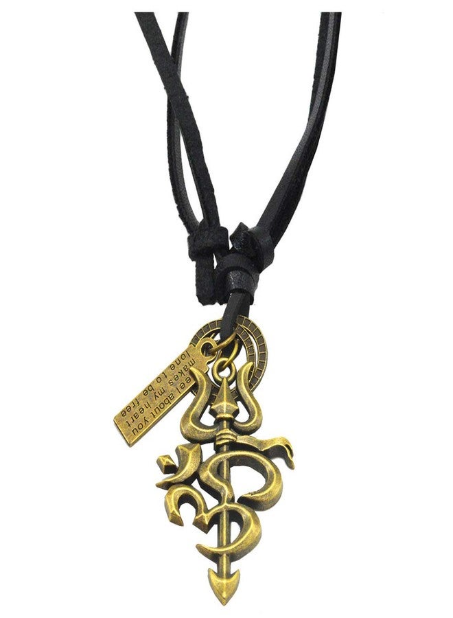 Sullery Lord Shiv Trishul's Pendant for Men and Boys with Rope Chain Gold Plated Brass Necklace Pendant for Men and Boys - Image 1