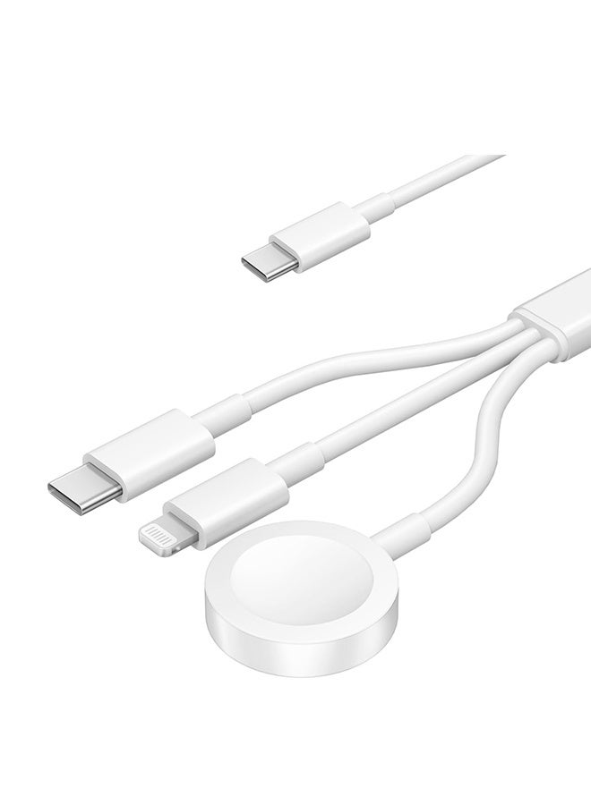 Type C 3-in-1 Fast Charging for iPhone&Watch(1.2m)White，Premium Charger Cable，Smart Watch Magnetic Cable For Watch Series 9 8 7 6 5 4 3 2 1 SE1 SE2 & iPhone 15/14/13/12/11  - Image 1