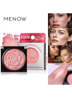 Menow Powder Shimmer Blush, Powdery Blush For Cheeks Tint, Long-Wearing, Natural-Looking Face Foundation Bright Peach Blusher For Daily Wear  - Image 1