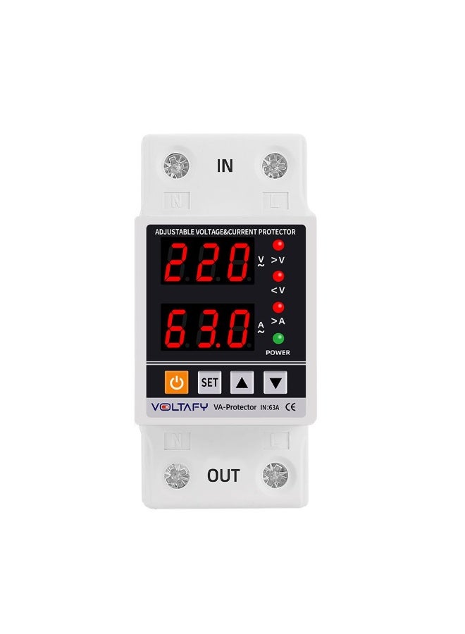Smart Home Security Circuit Breaker (63A 220V), Digital Protection Device Against Voltage and Overcurrent, with Auto Reconnect and Display - Image 1