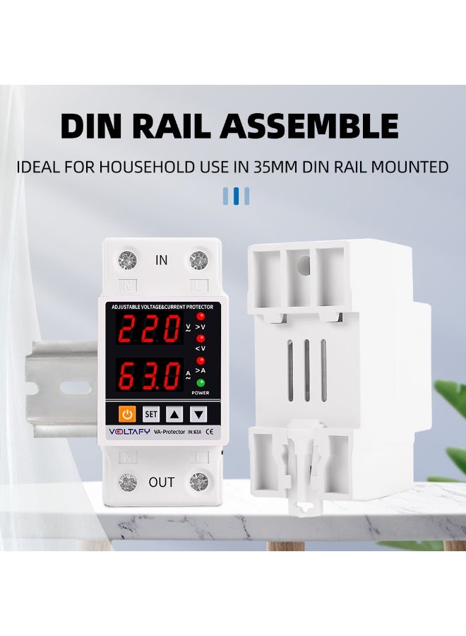Smart Home Security Circuit Breaker (63A 220V), Digital Protection Device Against Voltage and Overcurrent, with Auto Reconnect and Display - Image 5