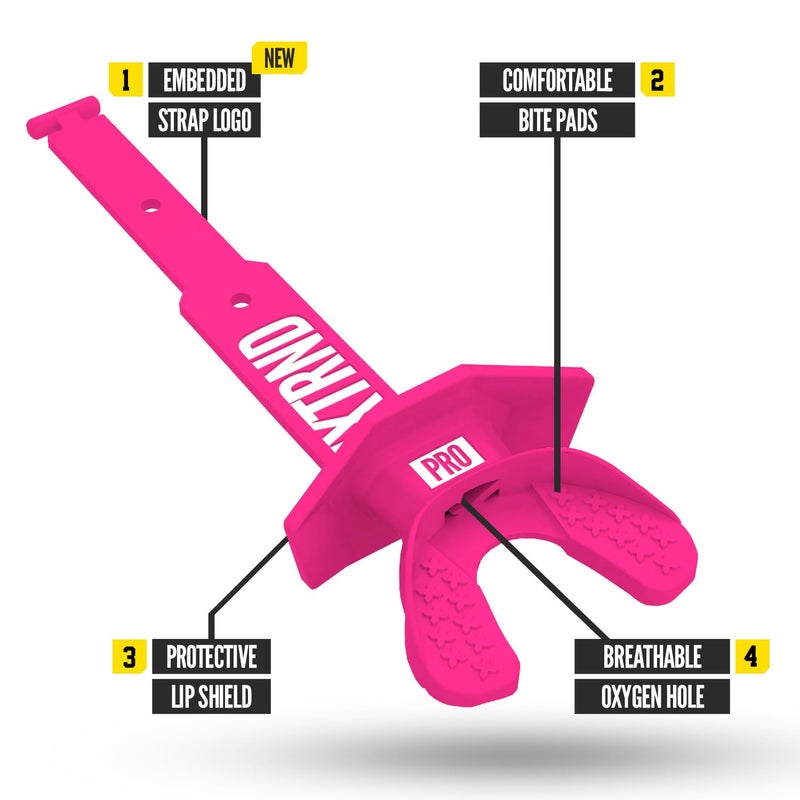 NXT NXTRND Nxtrnd Two Pro Football Mouth Guard  Permanent Strap  Fits Adult & Youth (Pink) - Image 2